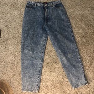 Vintage, high waisted, acid washed mom jeans